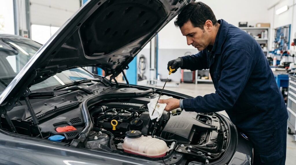 mecánico arreglando coche